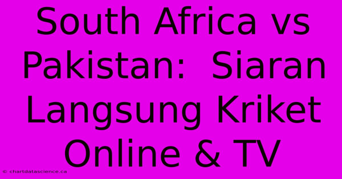 South Africa Vs Pakistan:  Siaran Langsung Kriket Online & TV