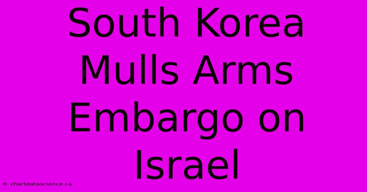 South Korea Mulls Arms Embargo On Israel