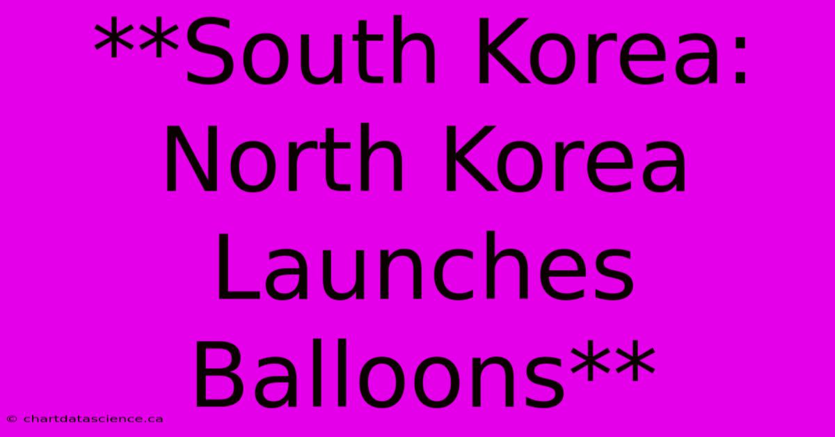 **South Korea: North Korea Launches Balloons** 