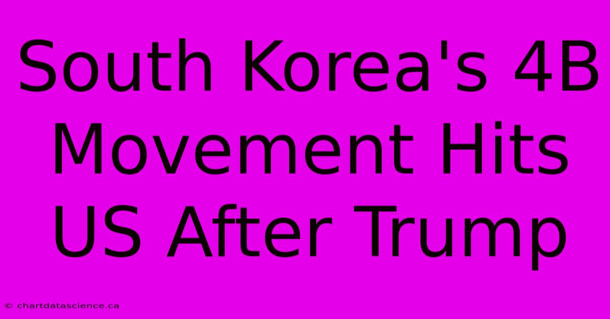 South Korea's 4B Movement Hits US After Trump