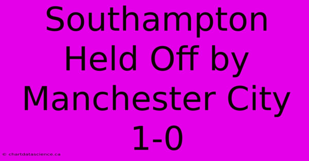 Southampton Held Off By Manchester City 1-0