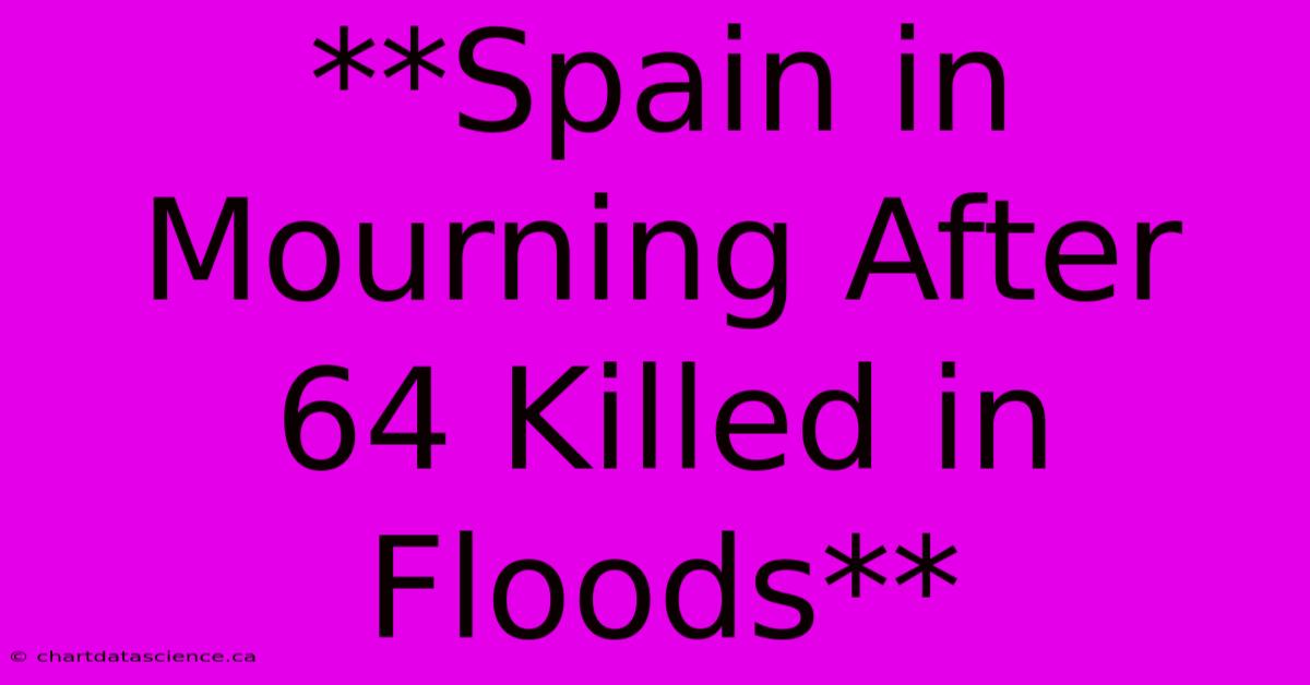 **Spain In Mourning After 64 Killed In Floods**