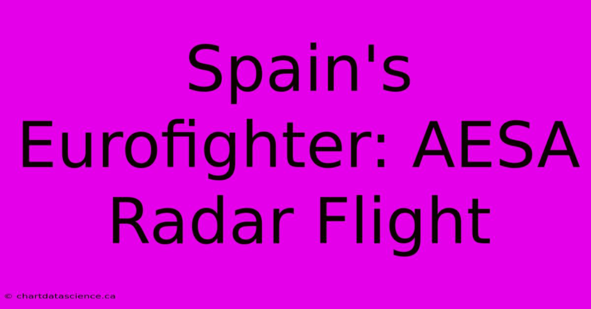 Spain's Eurofighter: AESA Radar Flight