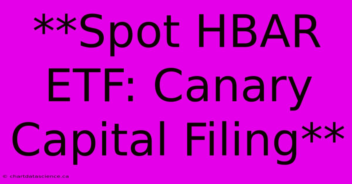 **Spot HBAR ETF: Canary Capital Filing** 