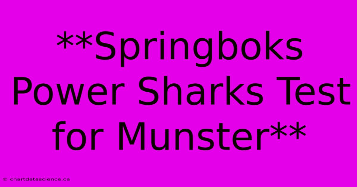 **Springboks Power Sharks Test For Munster**