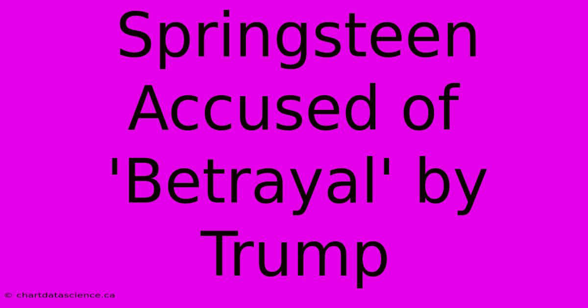 Springsteen Accused Of 'Betrayal' By Trump