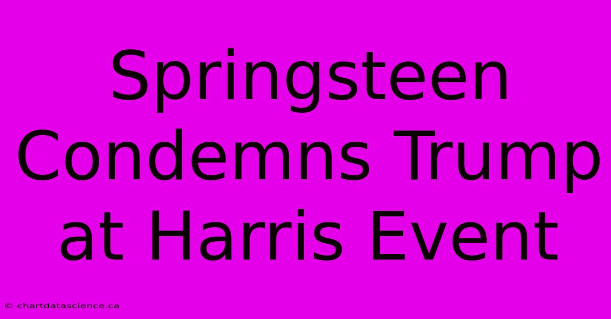 Springsteen Condemns Trump At Harris Event