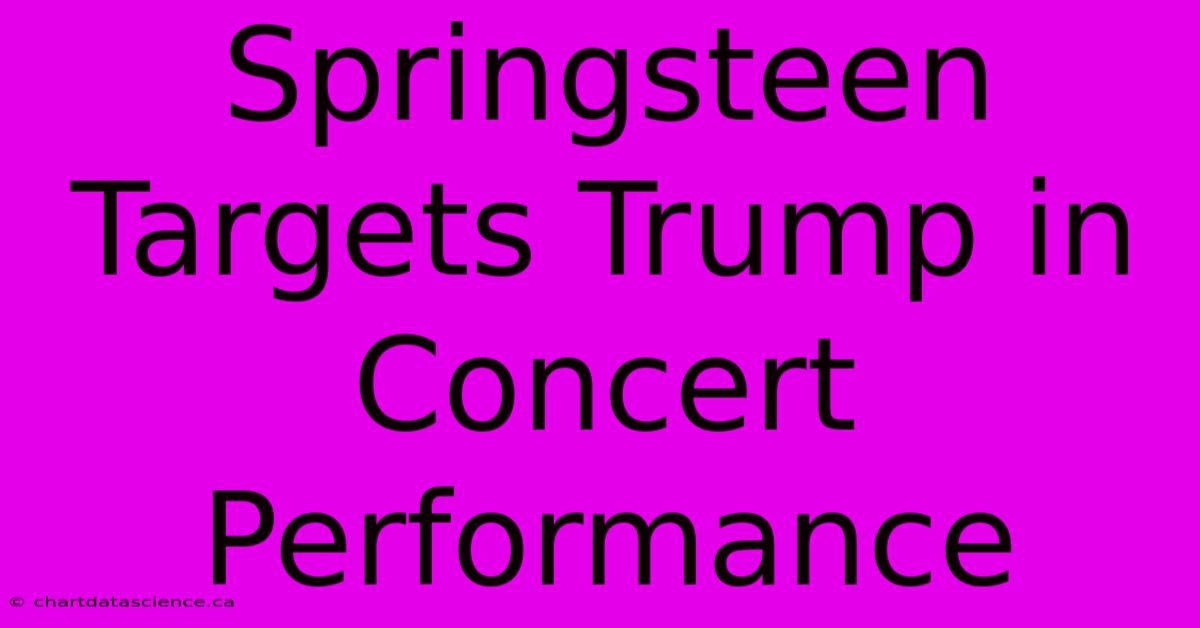 Springsteen Targets Trump In Concert Performance 