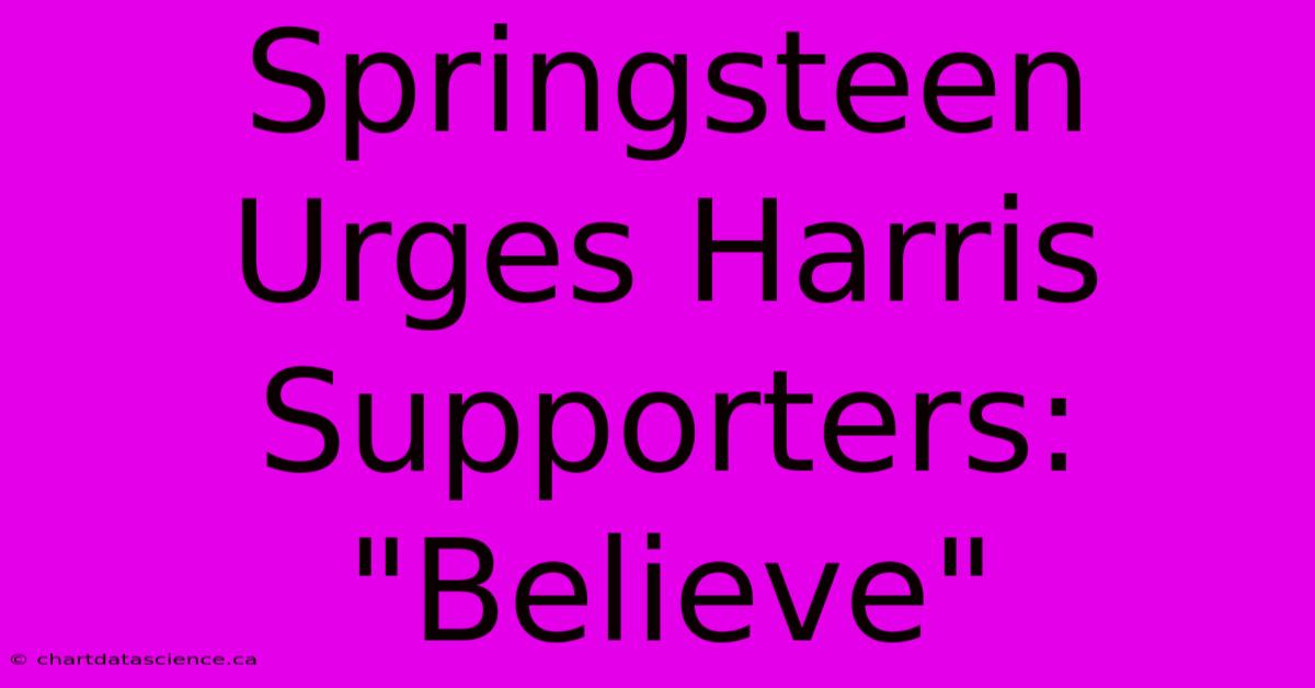 Springsteen Urges Harris Supporters: 