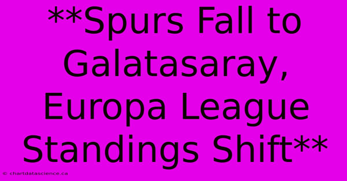 **Spurs Fall To Galatasaray, Europa League Standings Shift** 