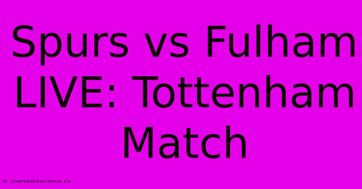 Spurs Vs Fulham LIVE: Tottenham Match