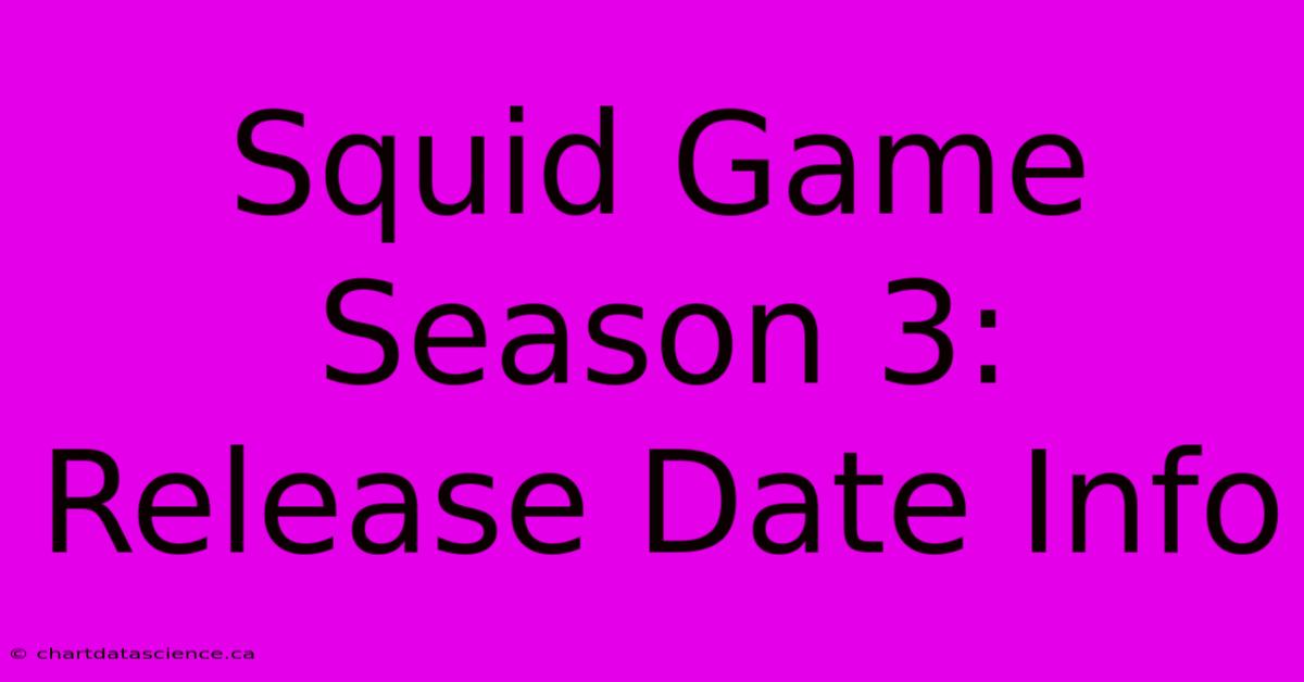 Squid Game Season 3: Release Date Info