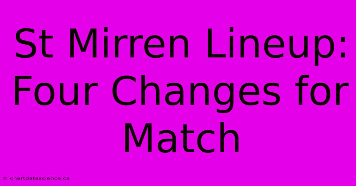 St Mirren Lineup: Four Changes For Match 