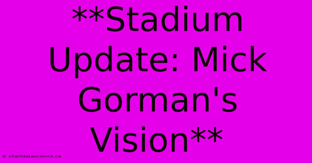 **Stadium Update: Mick Gorman's Vision**