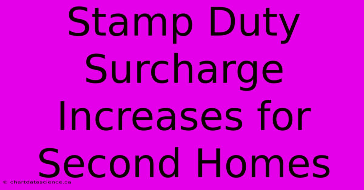 Stamp Duty Surcharge Increases For Second Homes