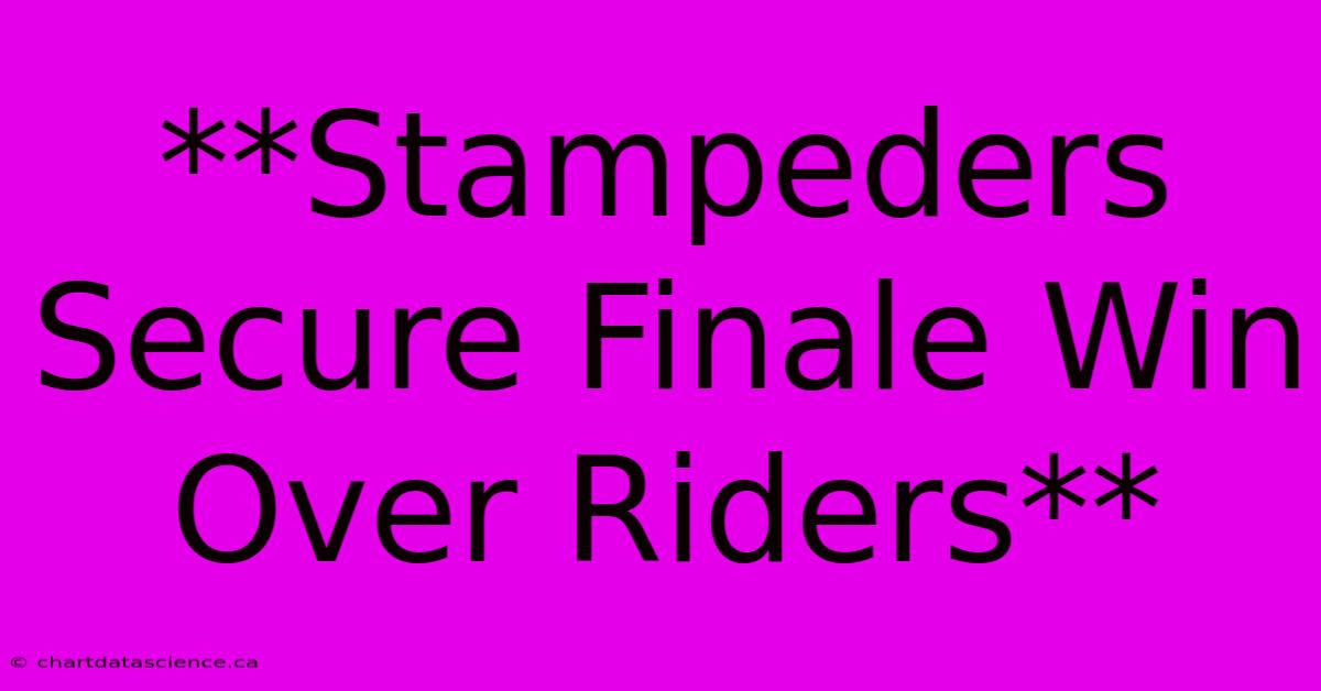 **Stampeders Secure Finale Win Over Riders** 