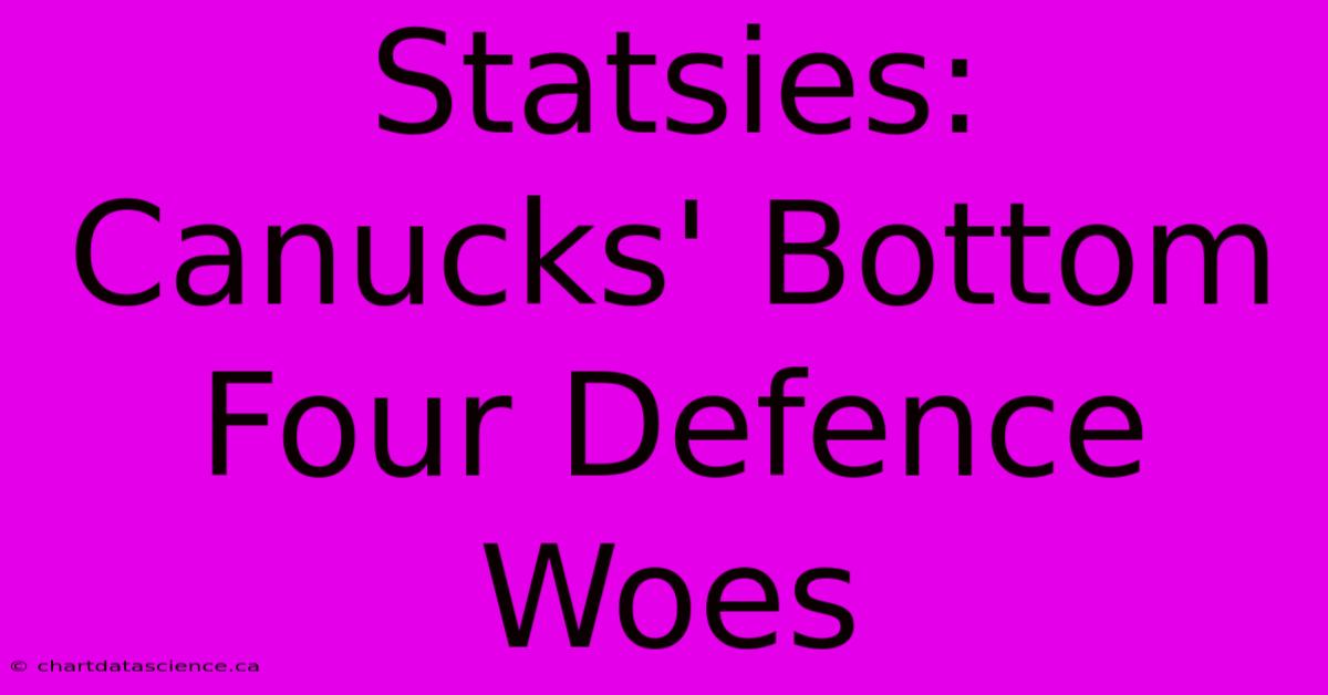 Statsies: Canucks' Bottom Four Defence Woes