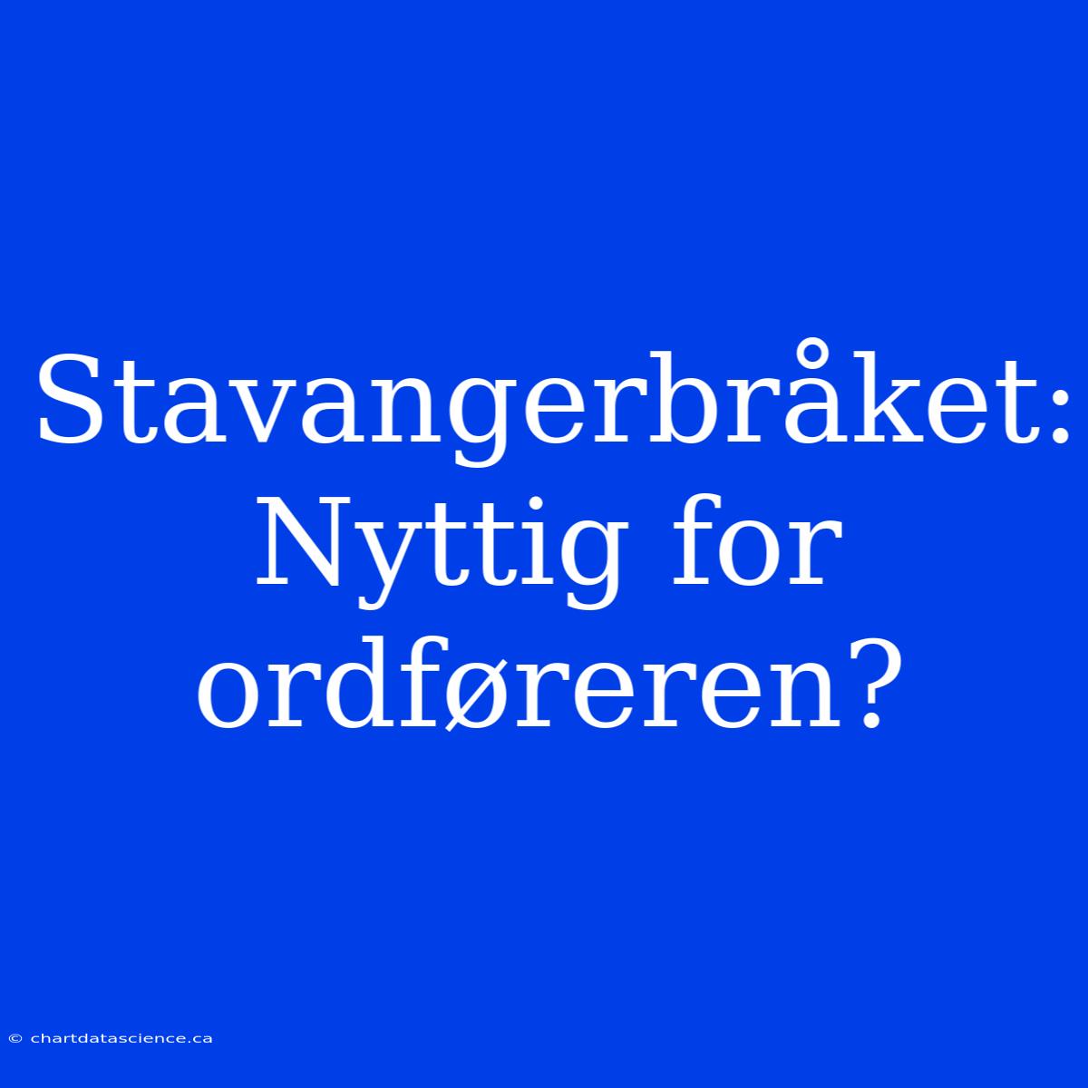 Stavangerbråket: Nyttig For Ordføreren?