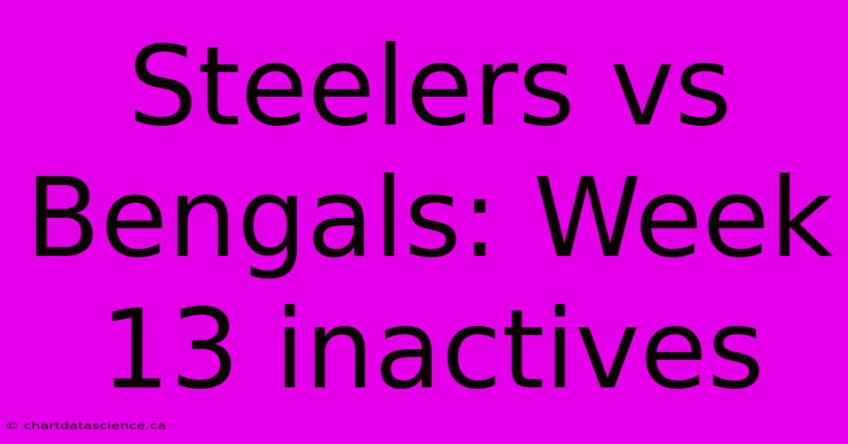 Steelers Vs Bengals: Week 13 Inactives