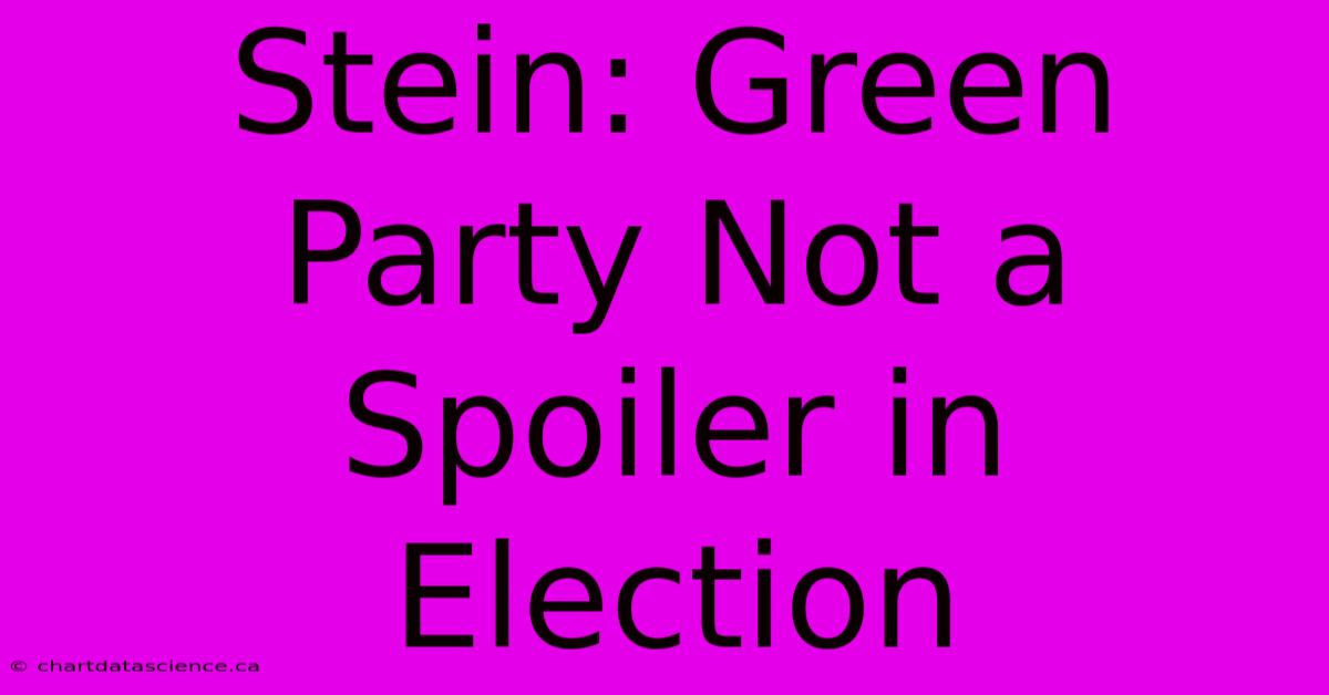 Stein: Green Party Not A Spoiler In Election