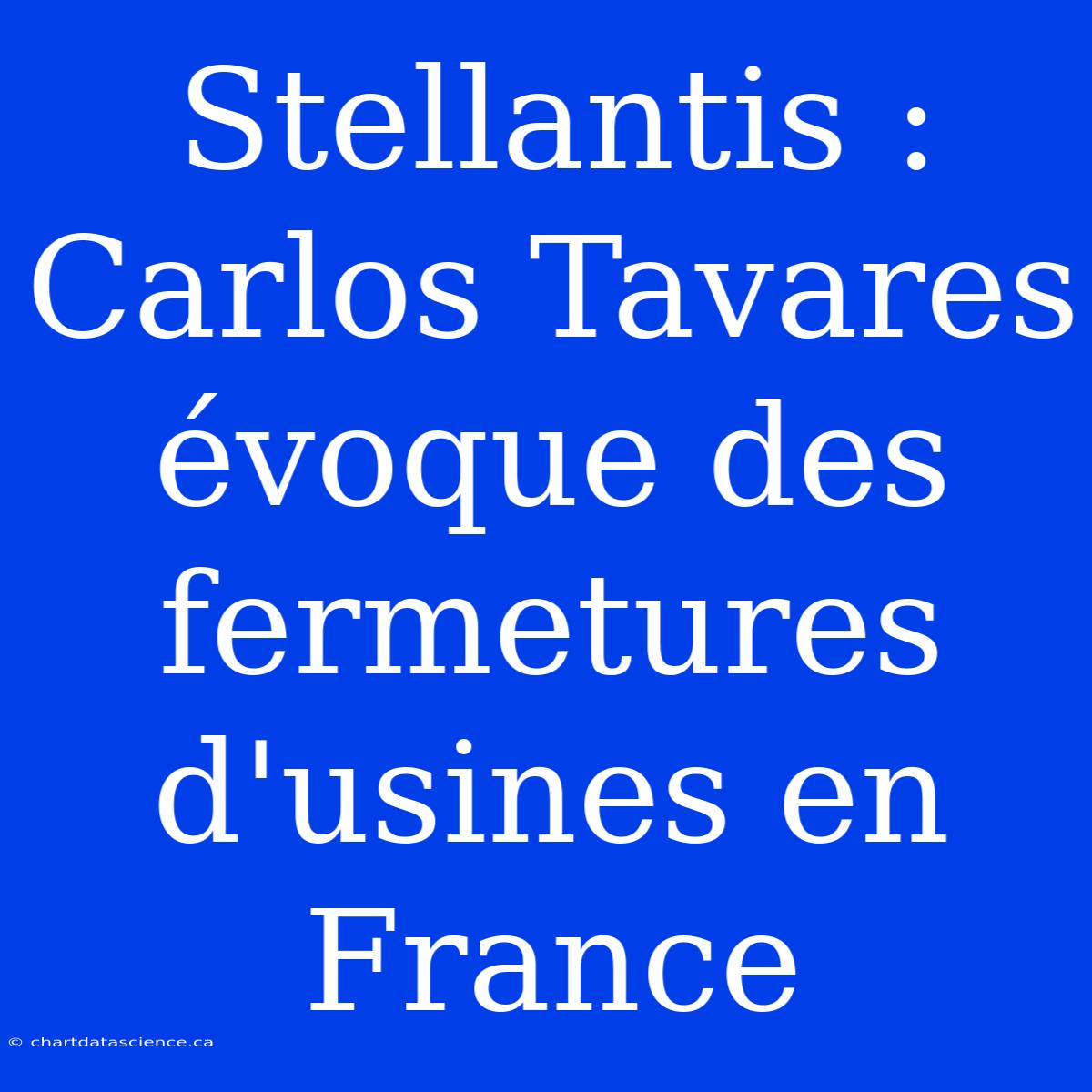 Stellantis : Carlos Tavares Évoque Des Fermetures D'usines En France