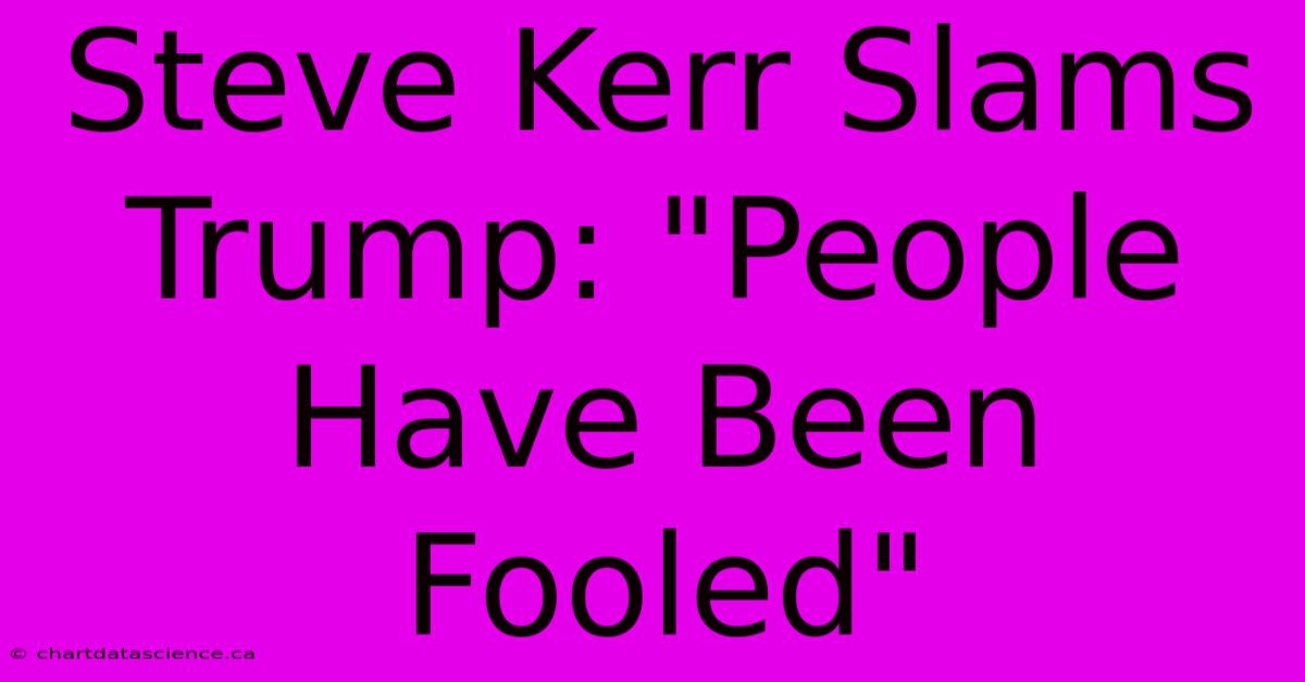 Steve Kerr Slams Trump: 