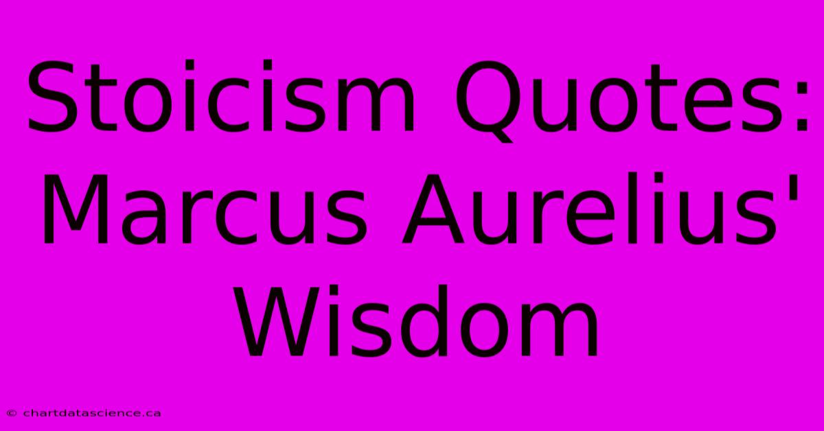 Stoicism Quotes: Marcus Aurelius' Wisdom