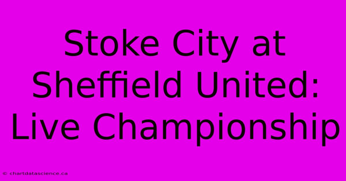 Stoke City At Sheffield United: Live Championship 