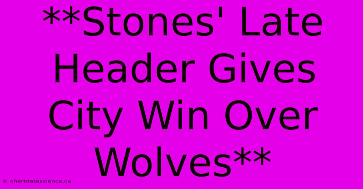 **Stones' Late Header Gives City Win Over Wolves**