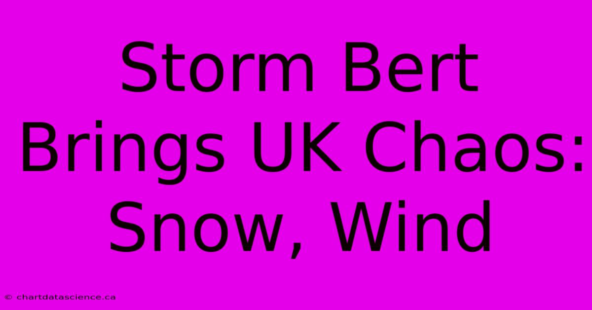 Storm Bert Brings UK Chaos: Snow, Wind