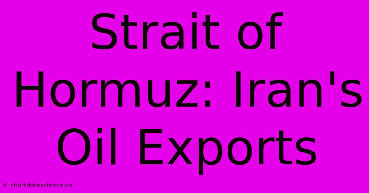 Strait Of Hormuz: Iran's Oil Exports