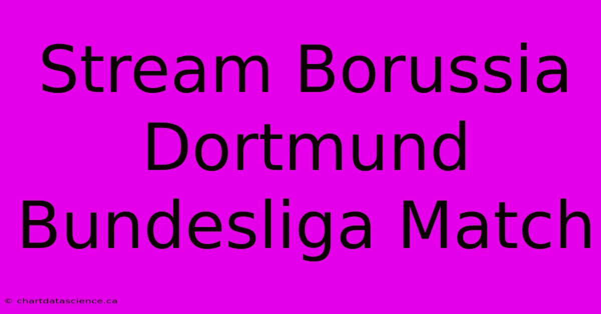 Stream Borussia Dortmund Bundesliga Match