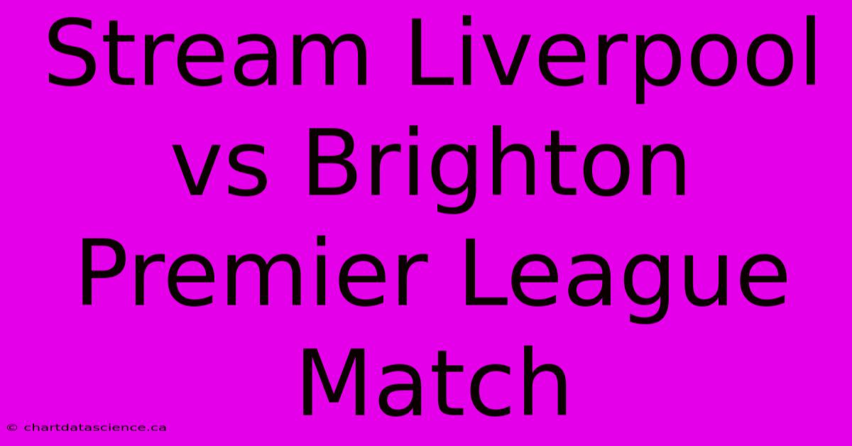 Stream Liverpool Vs Brighton Premier League Match