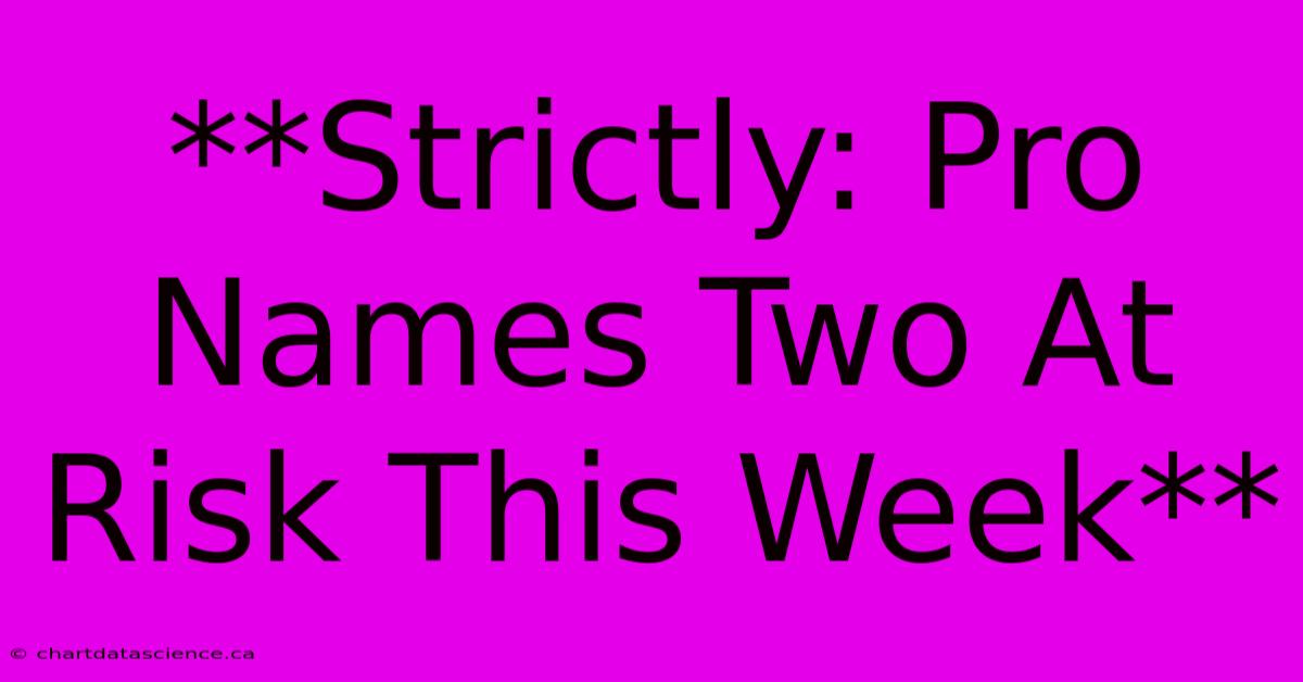 **Strictly: Pro Names Two At Risk This Week**