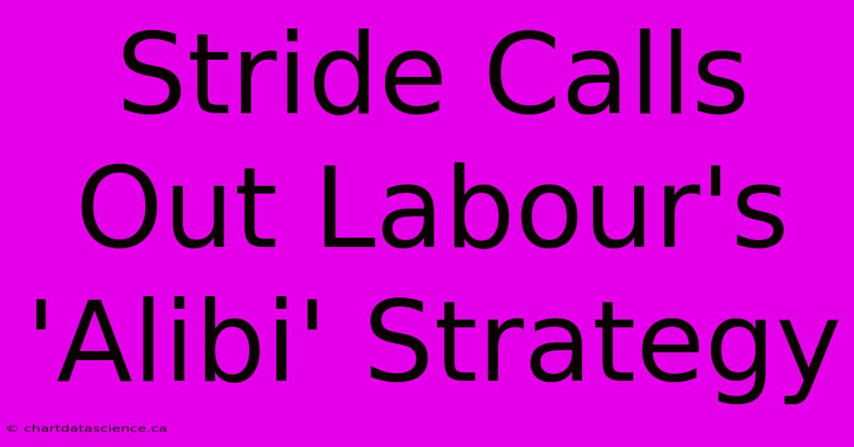 Stride Calls Out Labour's 'Alibi' Strategy