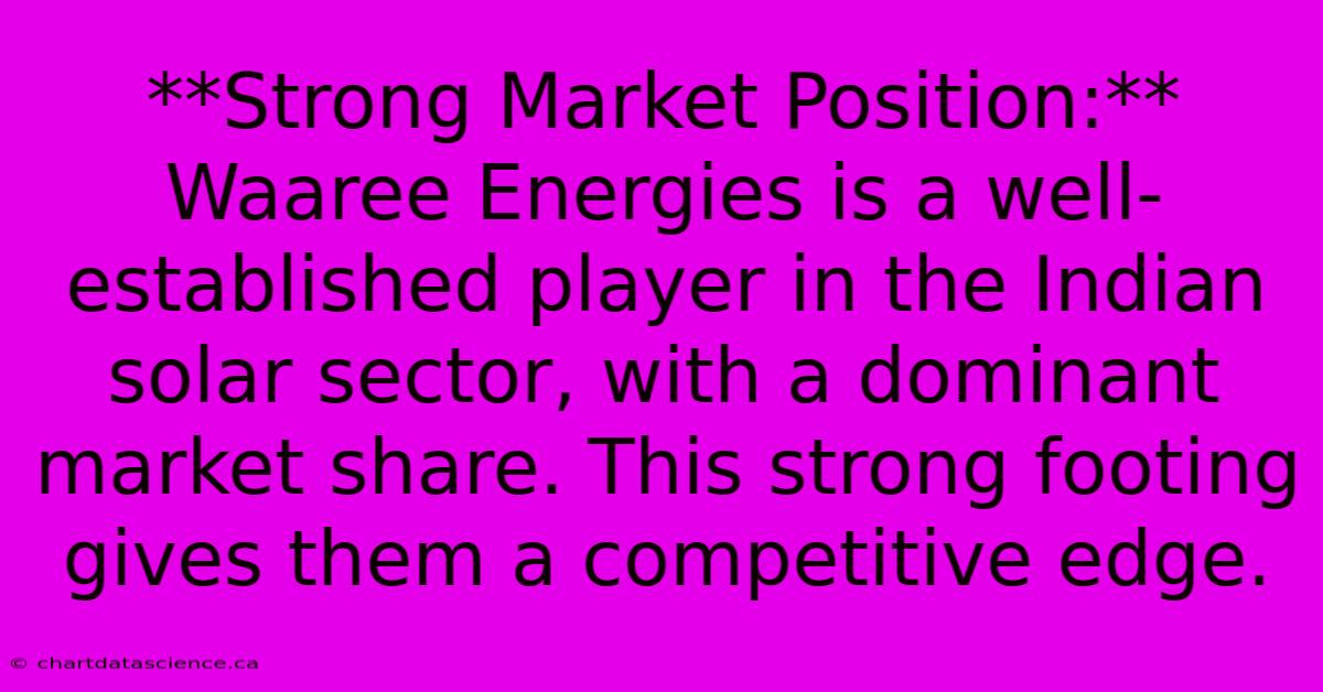 **Strong Market Position:** Waaree Energies Is A Well-established Player In The Indian Solar Sector, With A Dominant Market Share. This Strong Footing Gives Them A Competitive Edge. 