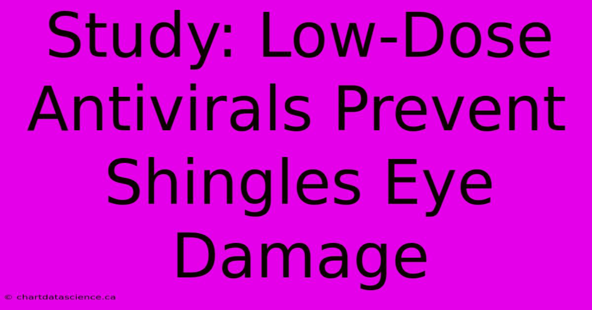 Study: Low-Dose Antivirals Prevent Shingles Eye Damage