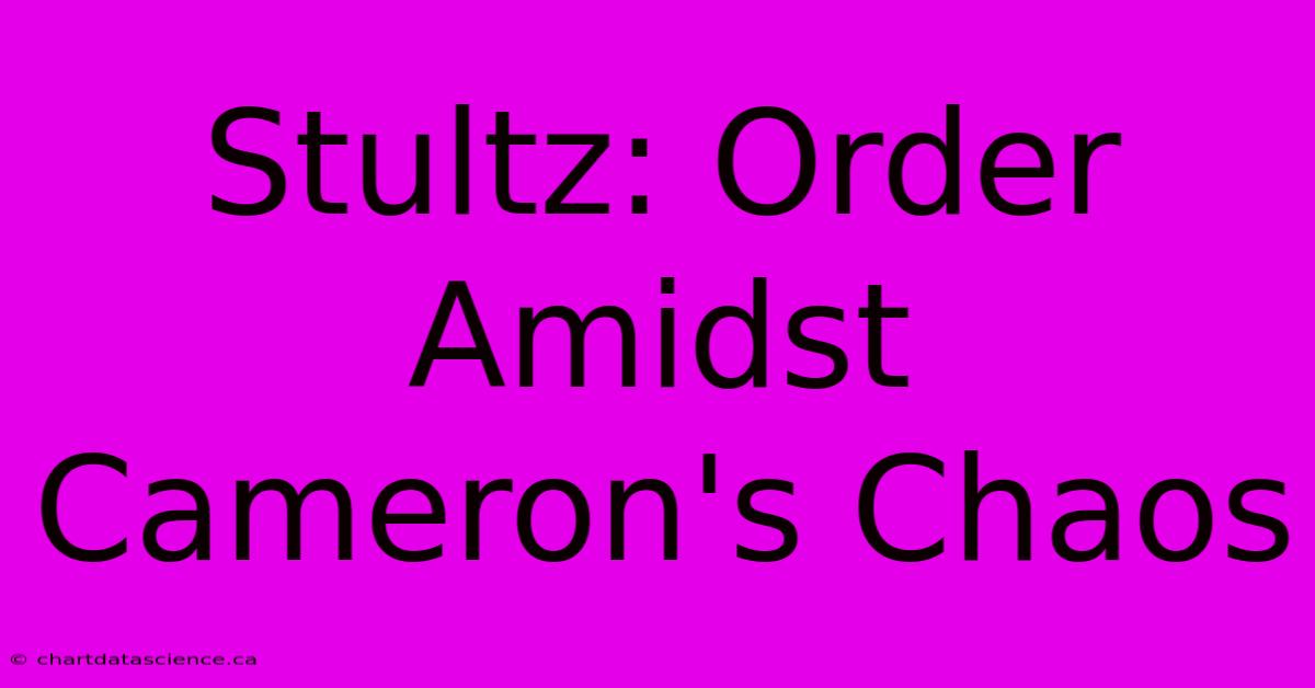 Stultz: Order Amidst Cameron's Chaos