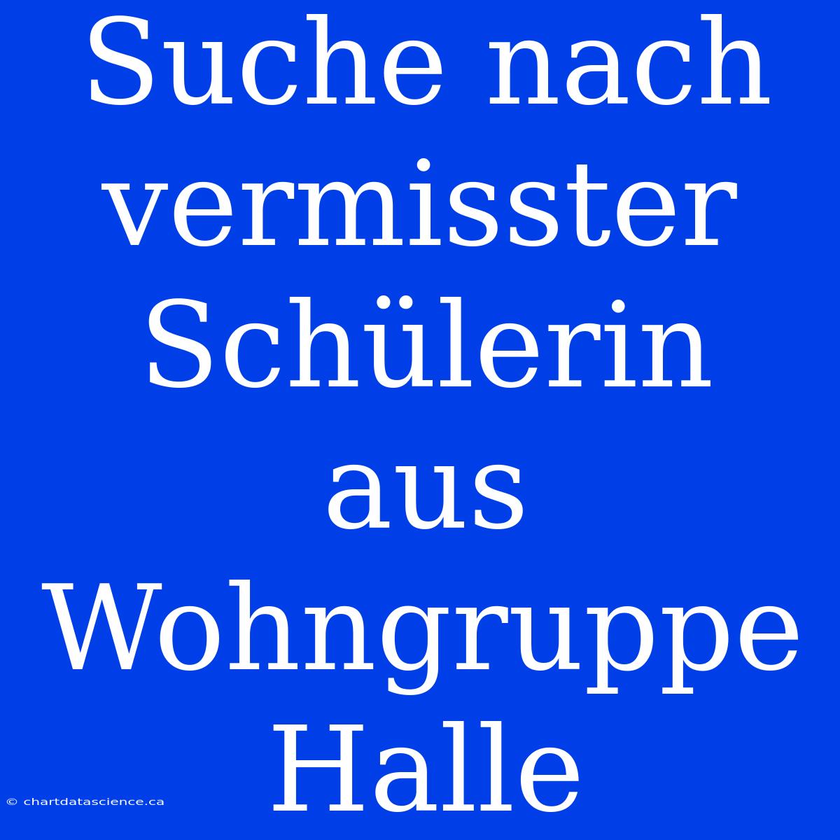 Suche Nach Vermisster Schülerin Aus Wohngruppe Halle