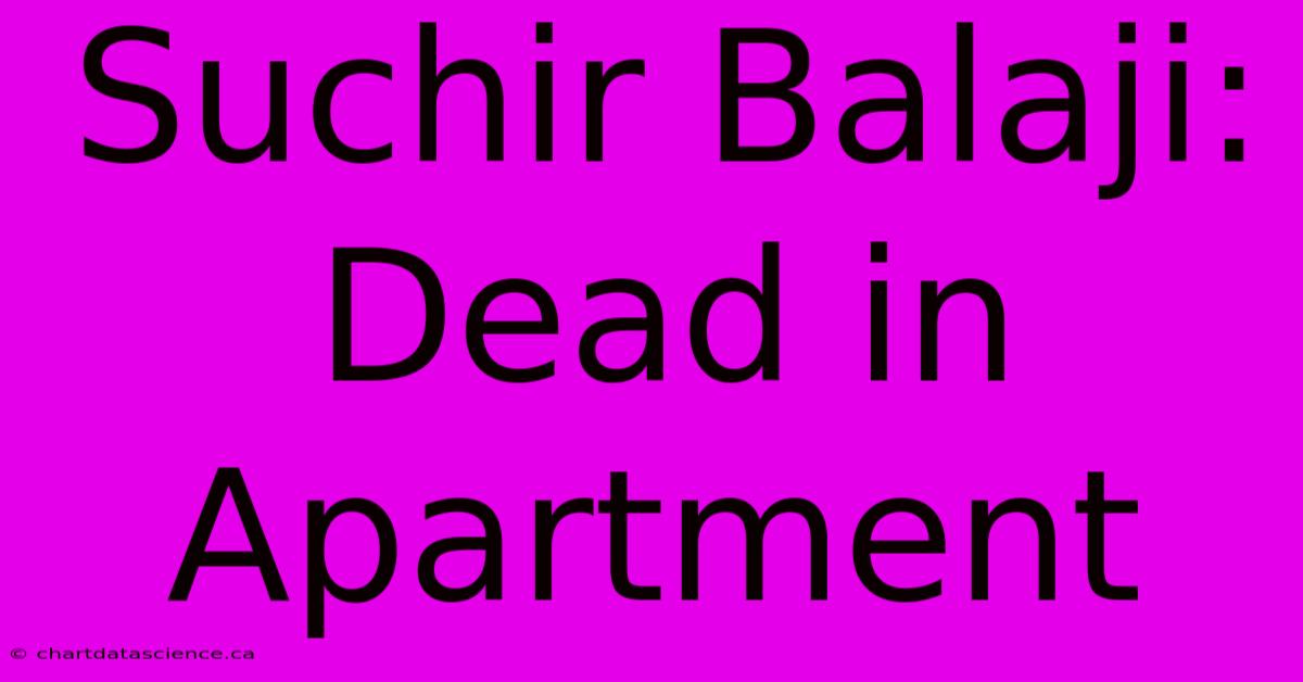 Suchir Balaji: Dead In Apartment