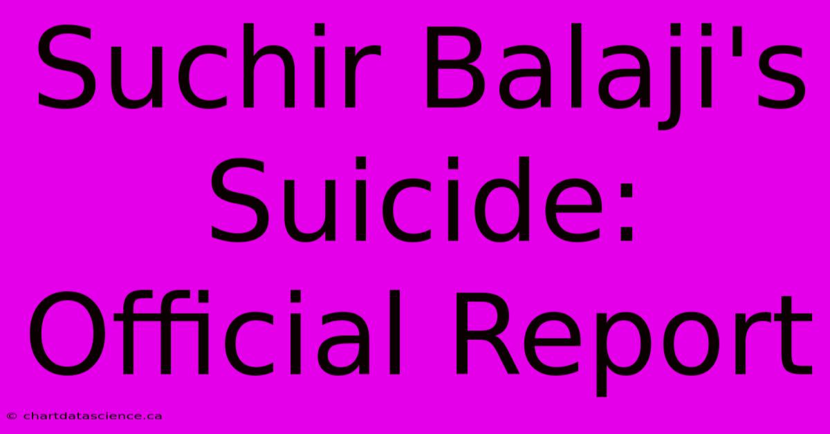 Suchir Balaji's Suicide: Official Report