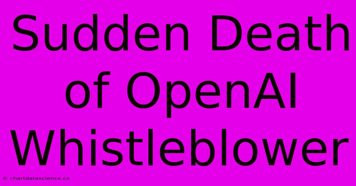 Sudden Death Of OpenAI Whistleblower