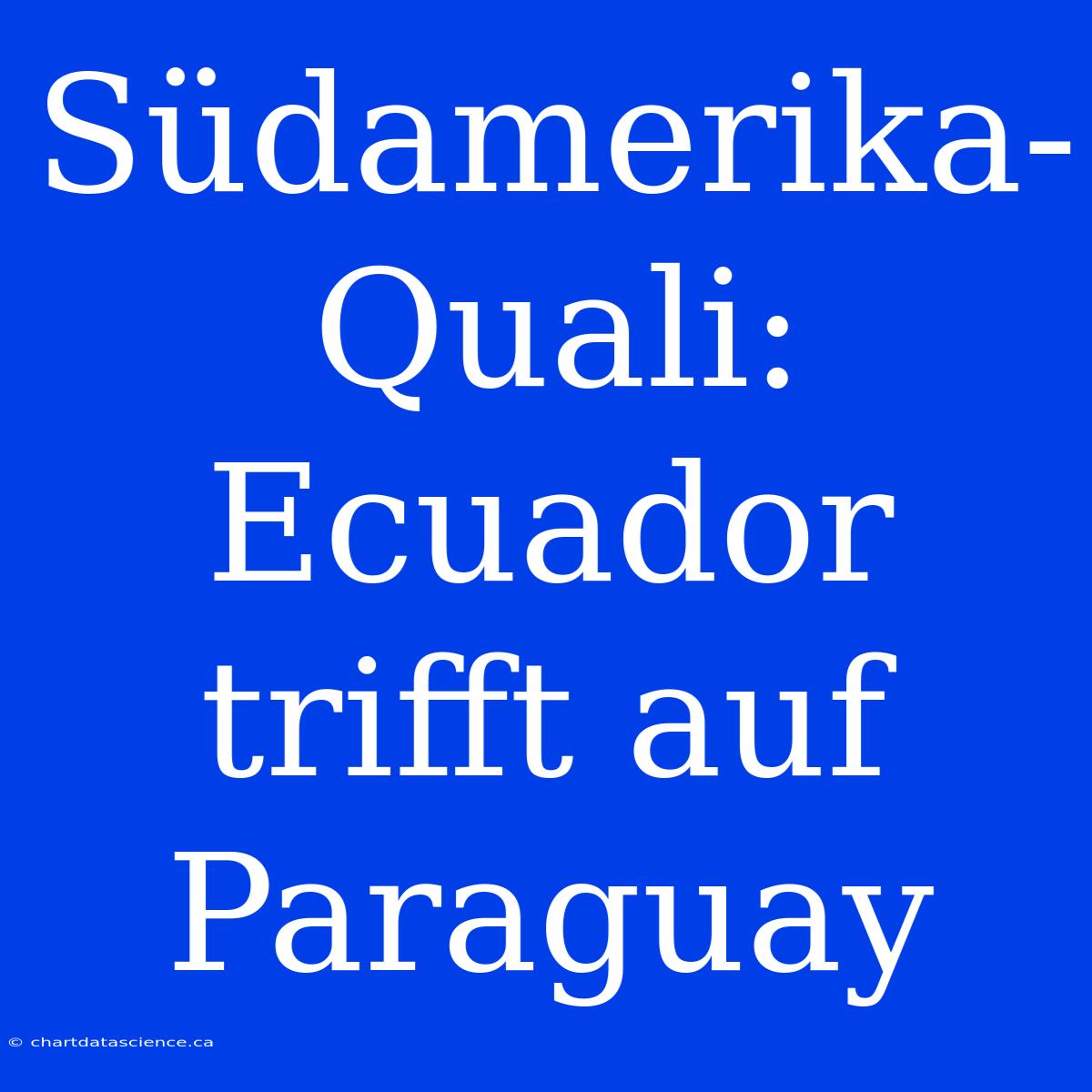 Südamerika-Quali: Ecuador Trifft Auf Paraguay