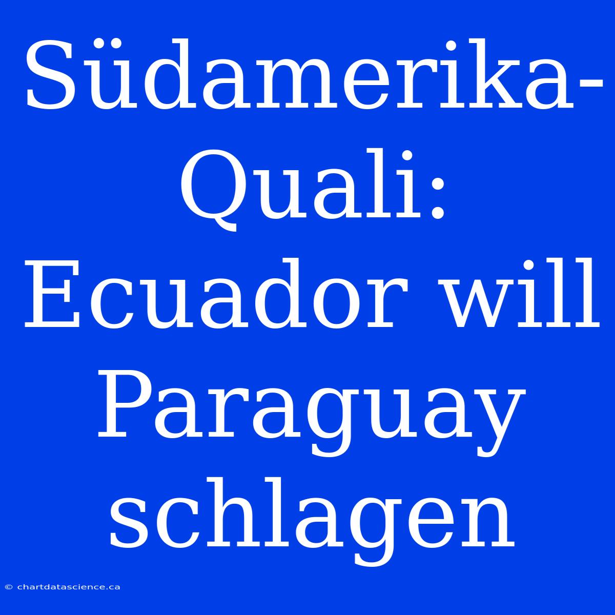 Südamerika-Quali: Ecuador Will Paraguay Schlagen