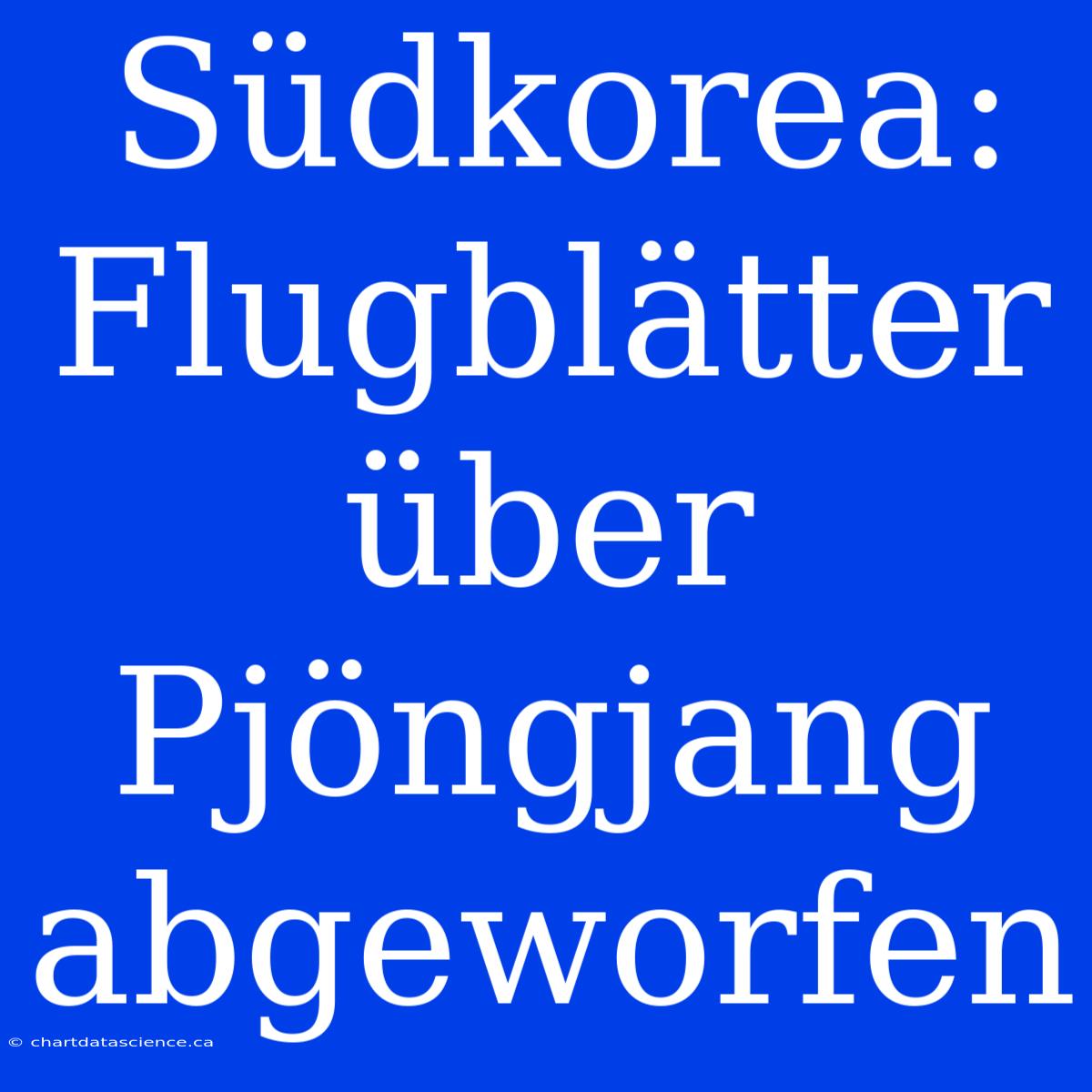 Südkorea: Flugblätter Über Pjöngjang Abgeworfen