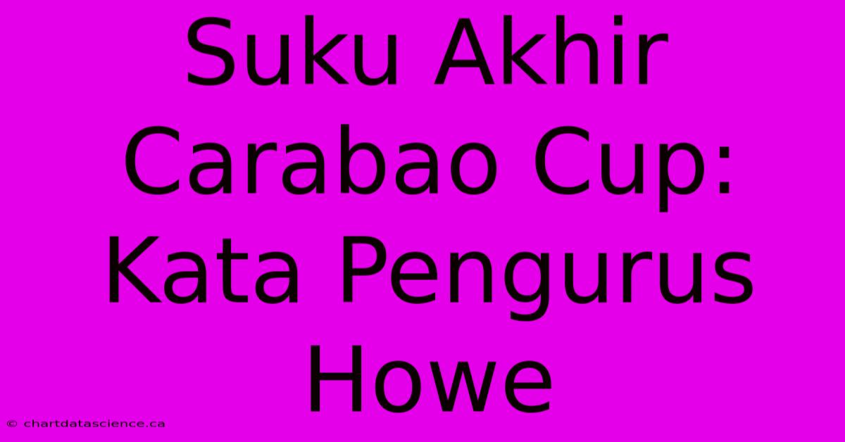 Suku Akhir Carabao Cup:  Kata Pengurus Howe