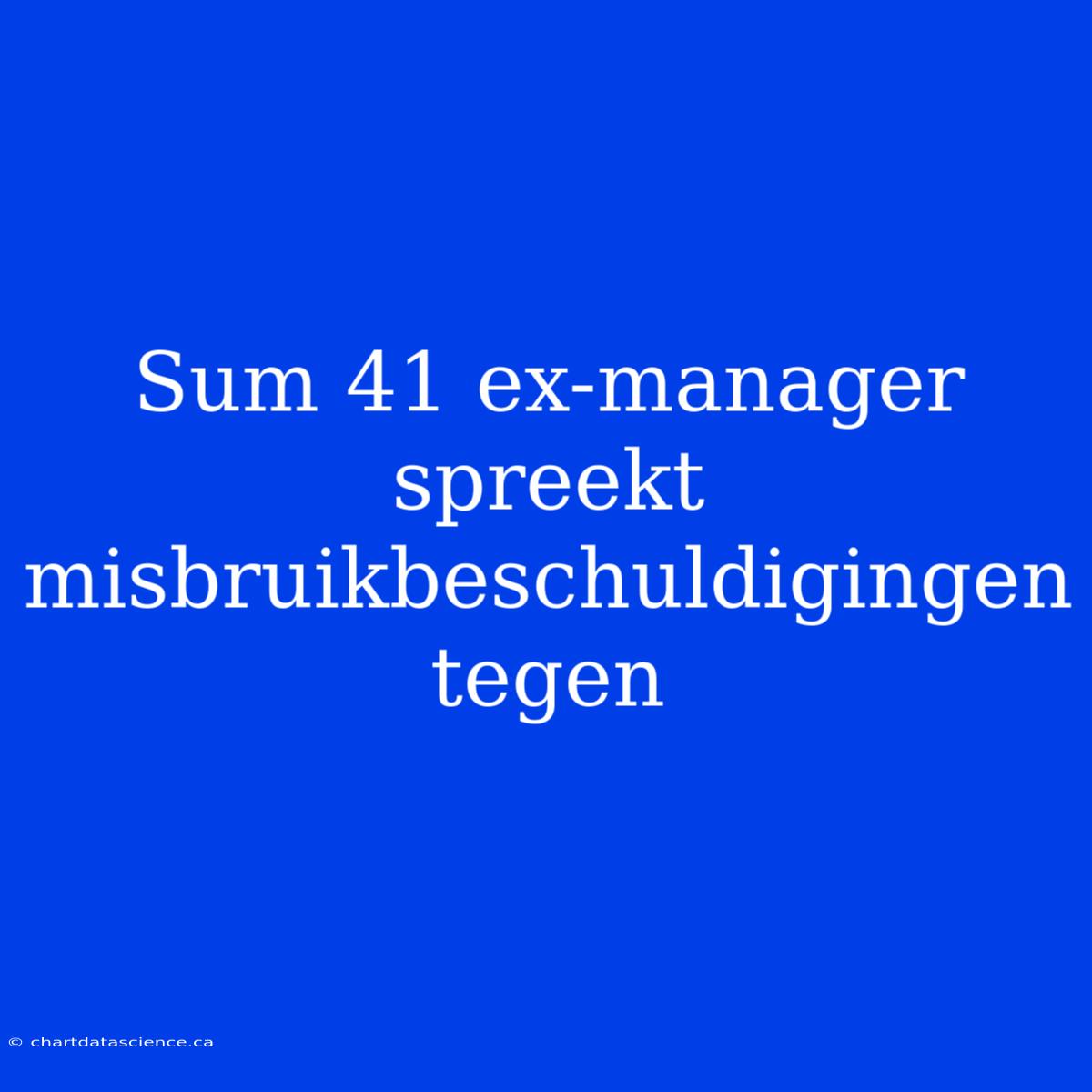 Sum 41 Ex-manager Spreekt Misbruikbeschuldigingen Tegen