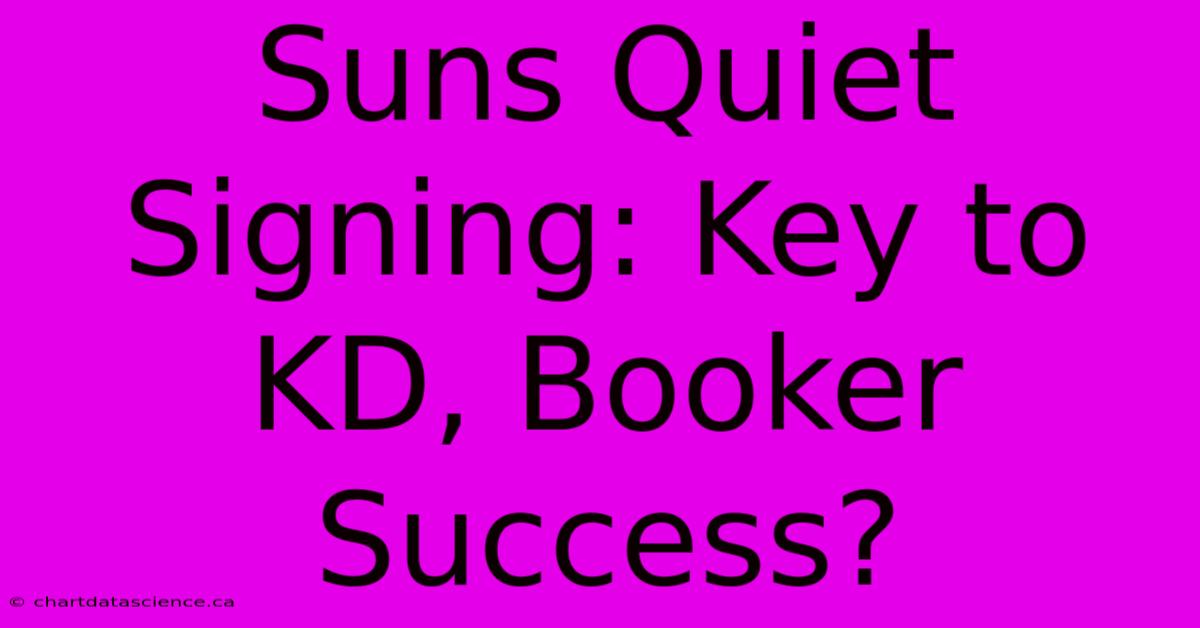 Suns Quiet Signing: Key To KD, Booker Success?