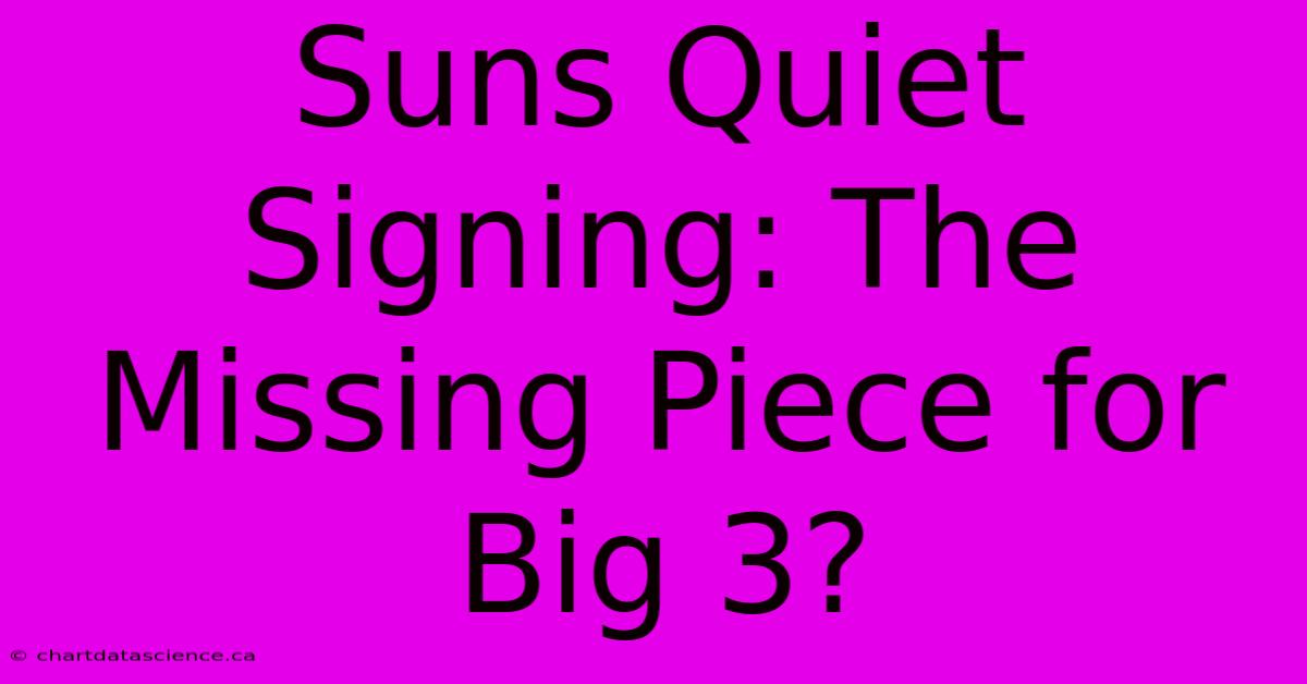 Suns Quiet Signing: The Missing Piece For Big 3? 