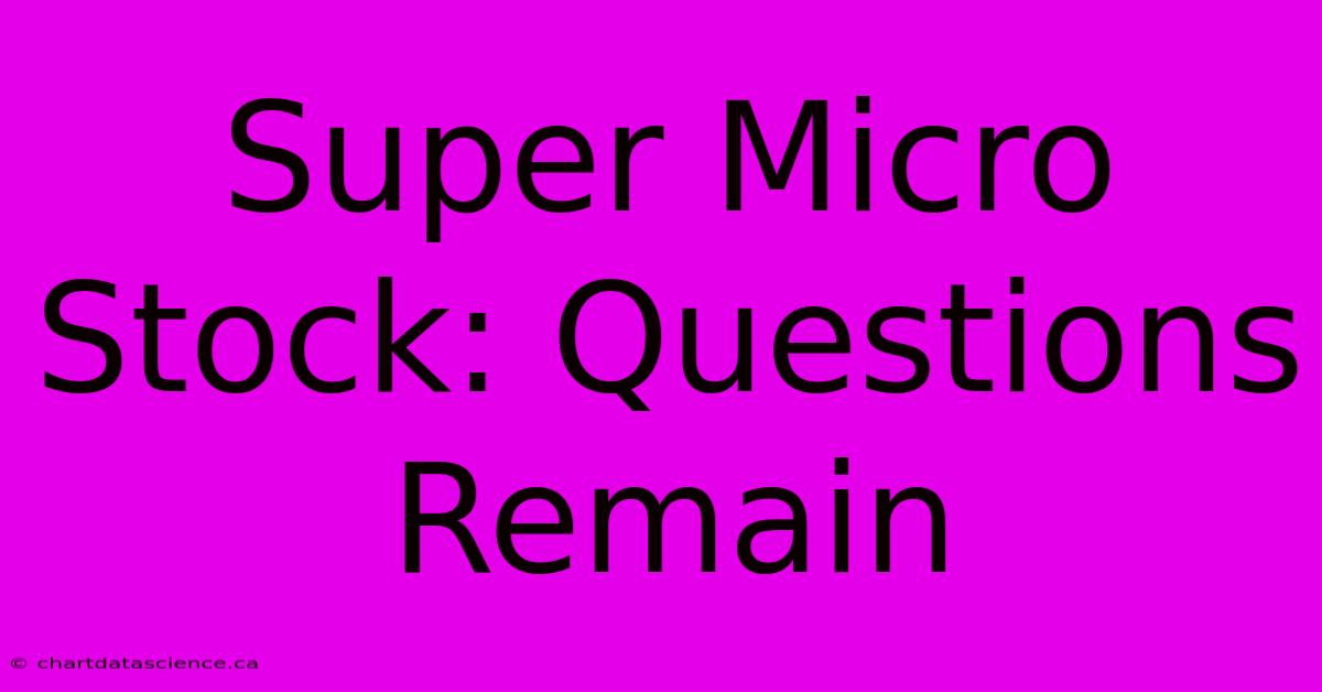 Super Micro Stock: Questions Remain